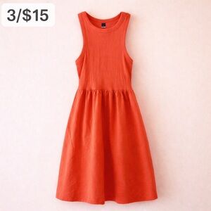 Old Navy Coral Fit & Flare Midi Dress Size L Sleeveless Cotton Spring 3/$15